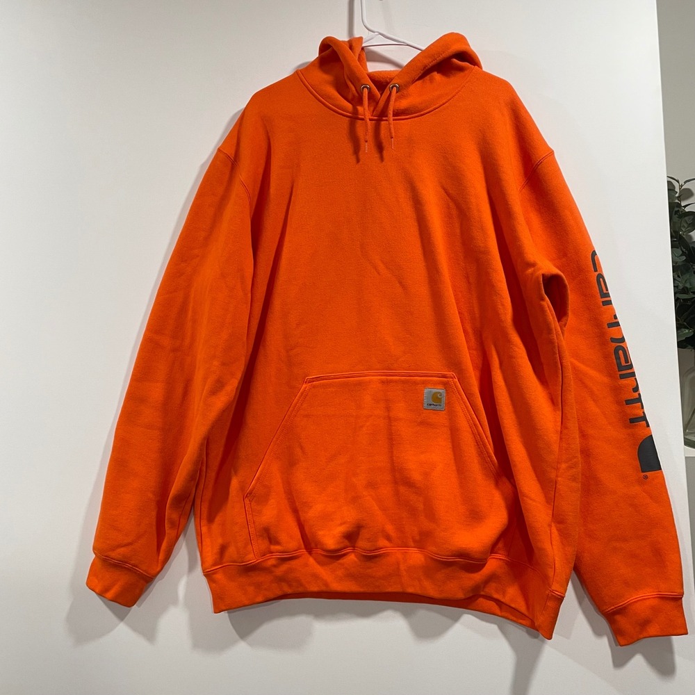 Carhartt Mens XL Tall Orange K288 Original Fit Logo Graphic‎ Sleeve Hoodie